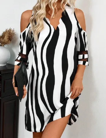 Rochie scurta SHEIN, alb/negru
