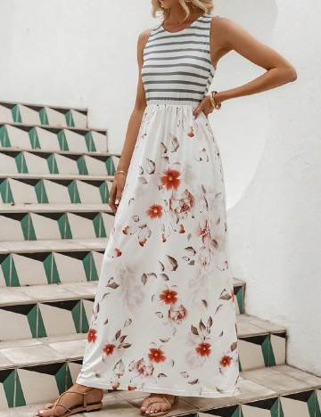 Rochie lunga Simplee, alb
