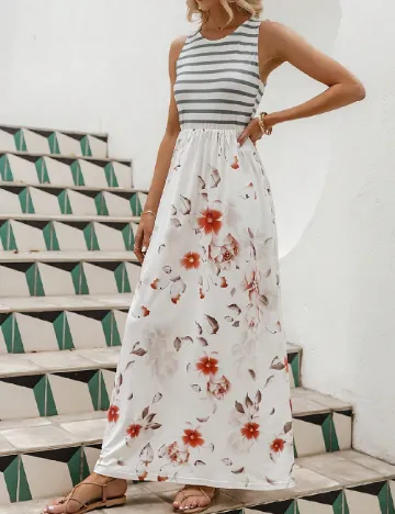 Rochie lunga Simplee, alb