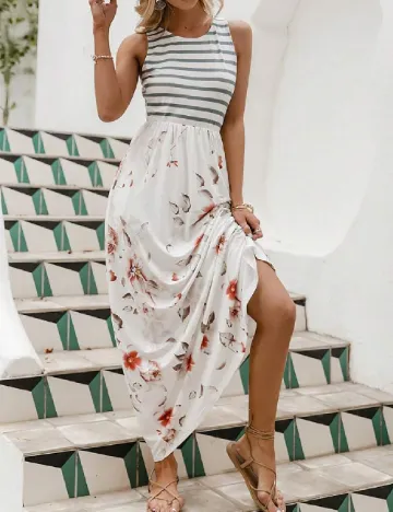 Rochie lunga Simplee, alb