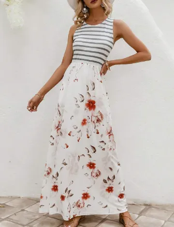 Rochie lunga Simplee, alb