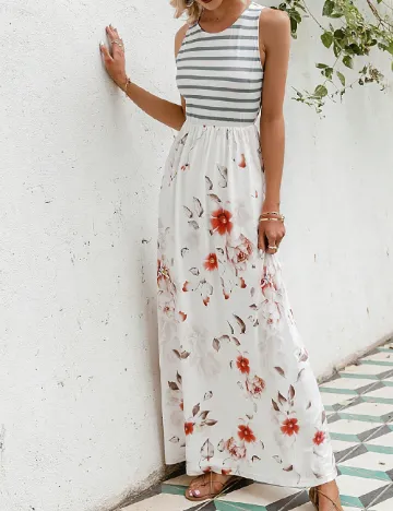 Rochie lunga Simplee, alb
