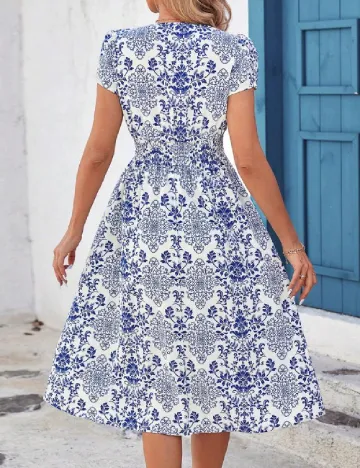 Rochie medie SHEIN, alb/albastru