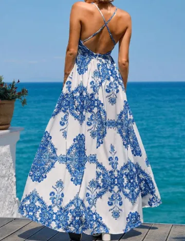 Rochie lunga SHEIN, alb/albastru