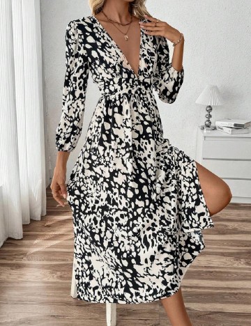 Rochie medie SHEIN, alb/negru
