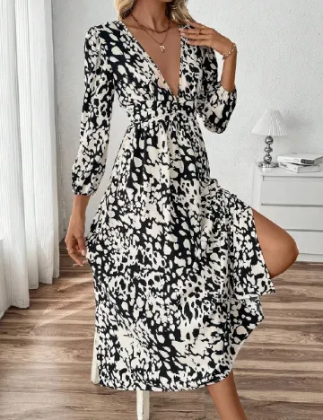 Rochie medie SHEIN, alb/negru
