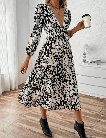 Rochie medie SHEIN, alb/negru