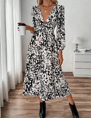 Rochie medie SHEIN, alb/negru