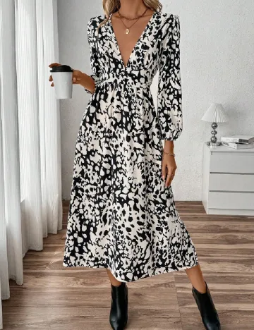 Rochie medie SHEIN, alb/negru