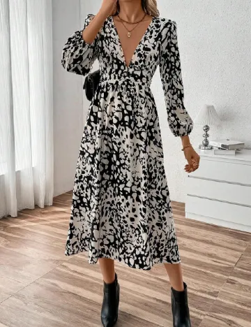 Rochie medie SHEIN, alb/negru