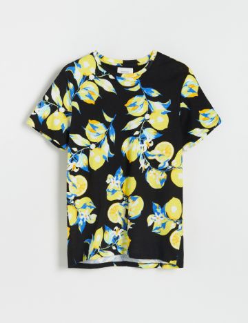 Tricou Reserved, negru/galben