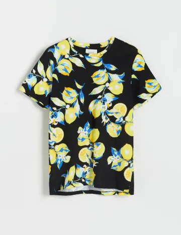 Tricou Reserved, negru/galben