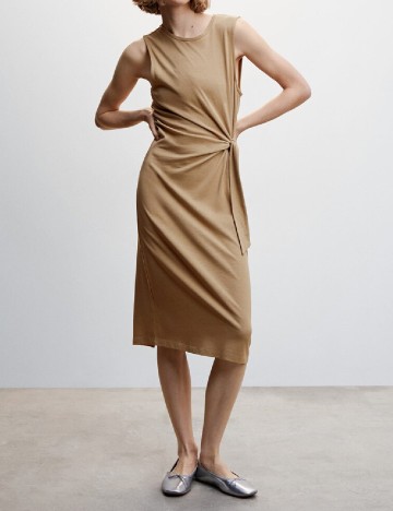 Rochie medie Mango, maro deschis