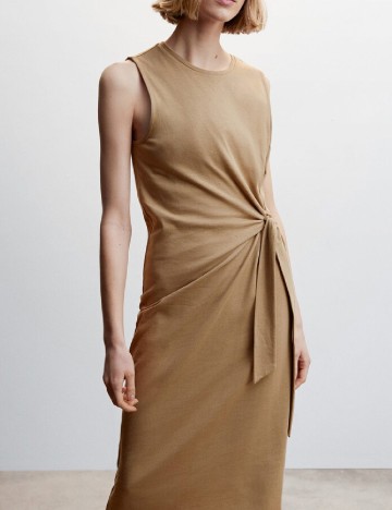 Rochie medie Mango, maro deschis