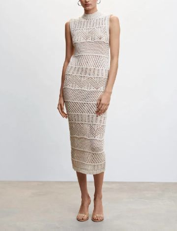 Rochie medie Mango, ecru