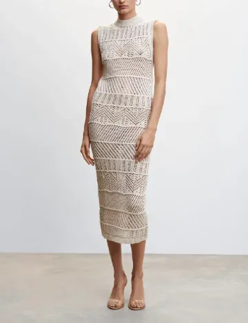Rochie medie Mango, ecru