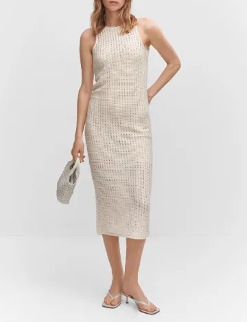 Rochie medie Mango, ecru