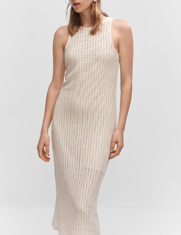 Rochie medie Mango, ecru