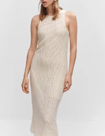 Rochie medie Mango, ecru