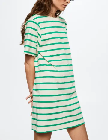 Rochie scurta Mango, ecru/verde