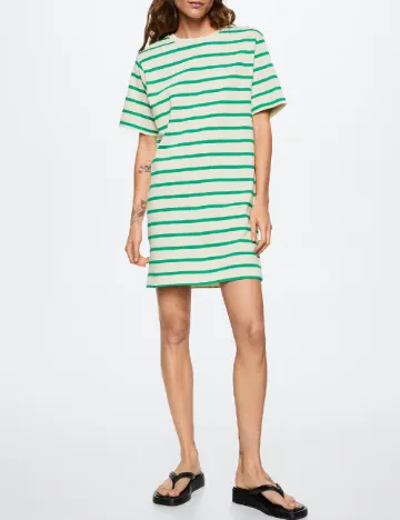 Rochie scurta Mango, ecru/verde