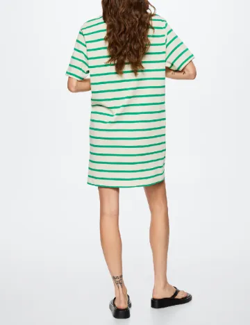 Rochie scurta Mango, ecru/verde