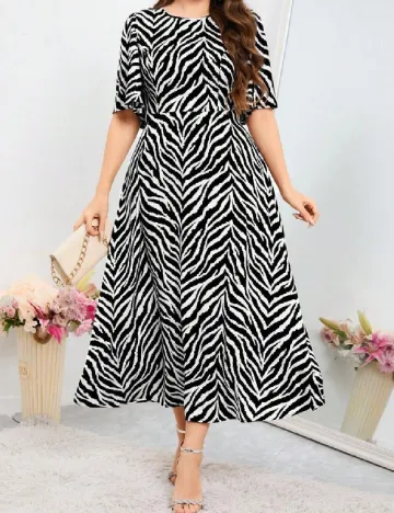 Rochie medie SHEIN CURVE, alb/negru