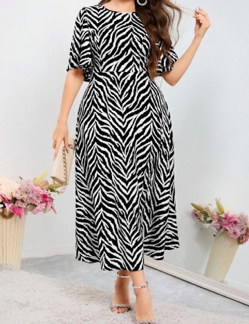 Rochie medie SHEIN CURVE, alb/negru