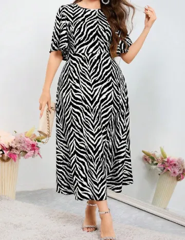 Rochie medie SHEIN CURVE, alb/negru