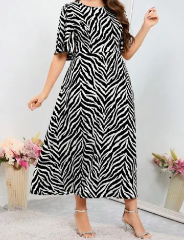 Rochie medie SHEIN CURVE, alb/negru
