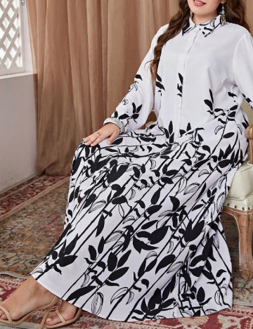 Rochie lunga SHEIN CURVE, alb/negru