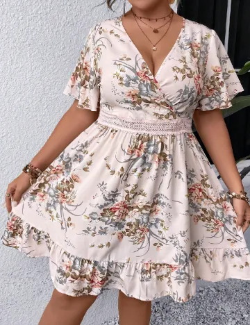 Rochie scurta SHEIN CURVE, floral print