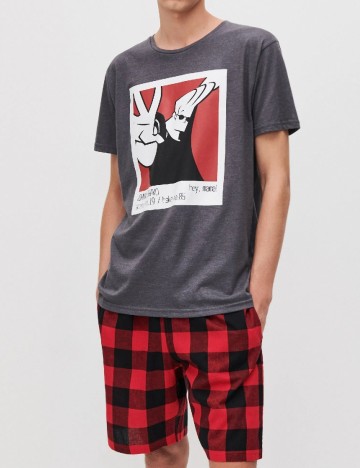 Pijama Reserved, gri/rosu