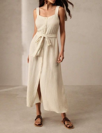 Rochie medie Anewsta, crem