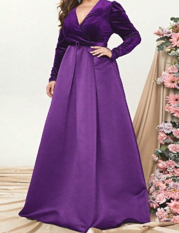 Rochie lunga Faeriesty Plus Size, mov