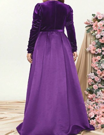 Rochie lunga Faeriesty Plus Size, mov