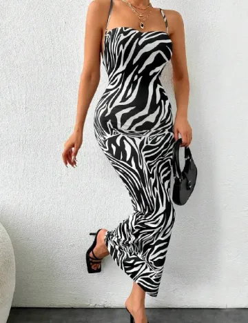 Rochie lunga SHEIN, alb/negru