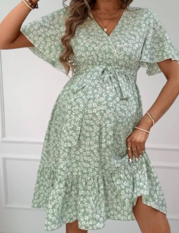 Rochie scurta SHEIN Maternity, verde