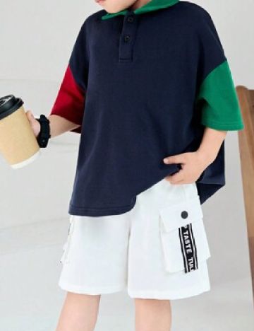 Compleu Shein Kids, alb/albastru