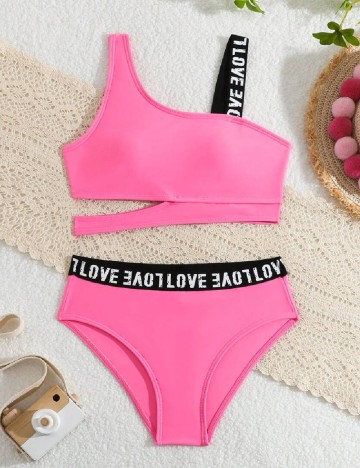 Costum de baie Shein Kids, roz