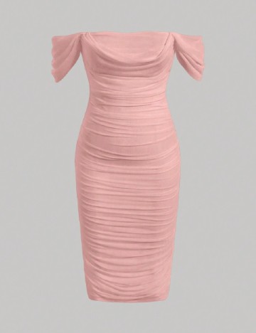 Rochie scurta SHEIN CURVE, roz pudra