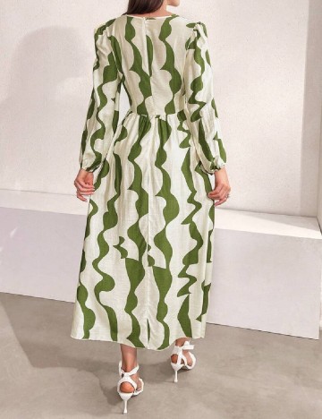 Rochie lunga SHEIN, crem/verde