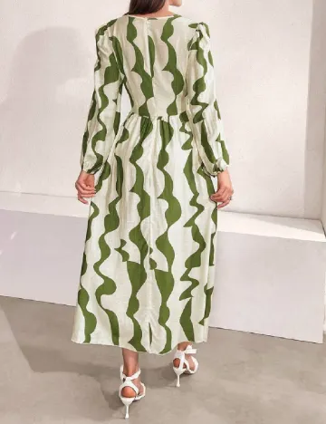 Rochie lunga SHEIN, crem/verde