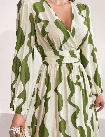 Rochie lunga SHEIN, crem/verde