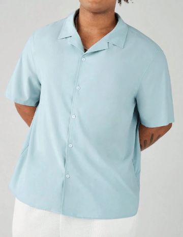 Camasa SHEIN Plus Size Men, turcoaz