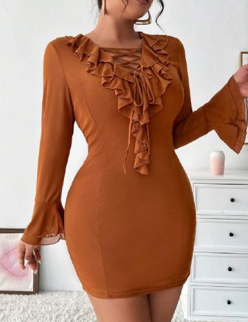 Rochie scurta SHEIN CURVE, maro