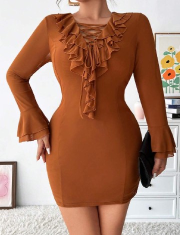 Rochie scurta SHEIN CURVE, maro