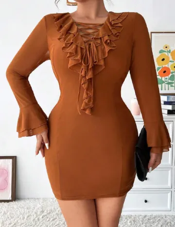 Rochie scurta SHEIN CURVE, maro