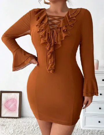 Rochie scurta SHEIN CURVE, maro