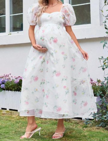 Rochie medie SHEIN Maternity, alb